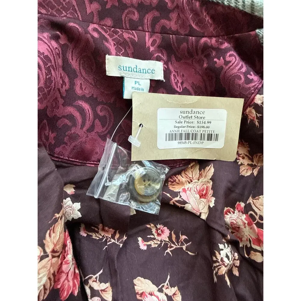 Sundance Annie Fall Plaid Long‎ Coat Multicolor Size Large Petite